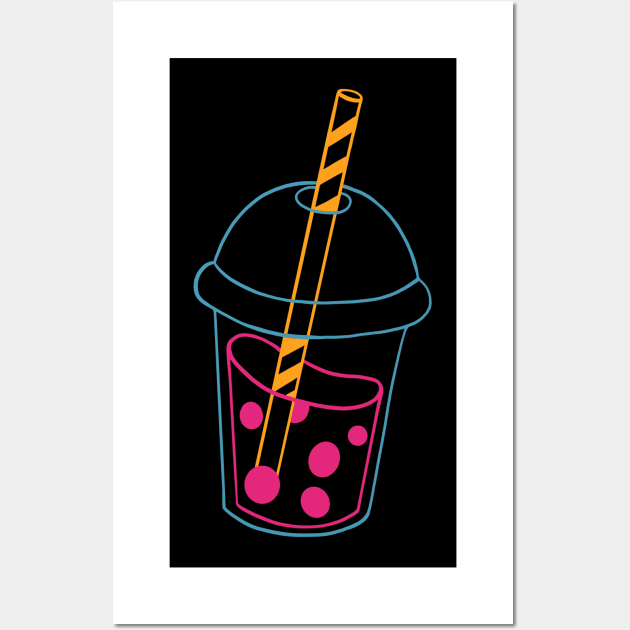 Neon Bubble Tea Boba (Milk Tea) Wall Art by isstgeschichte